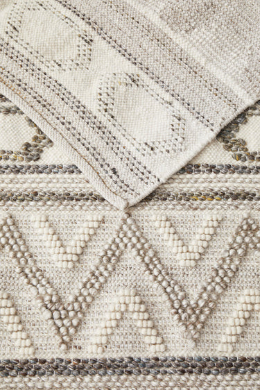 Miller Natural and Grey Modern Textured Pattern Wool Blend Rug